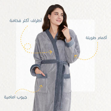 روب حمّام مقاس XL بلون رمادي داكن