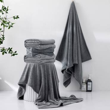 منشفة مقاس 70×140 سم بلون رمادي داكن